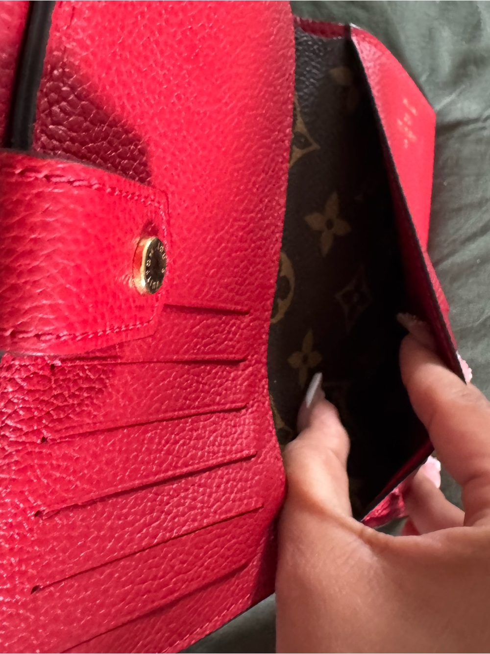 Louis Vuitton Monogram Canvas Wallet with Red Leather Flap - Picture 9 of 14